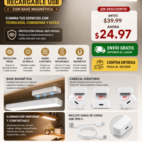 LÁMPARA INTELIGENTE LED RECARGABLE USB CON BASE MAGNÉTICA💡